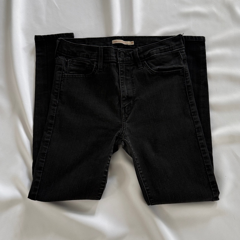 Levis 720 High Rise Super Skinny black jeans -Size 30 - Picture 3 of 4